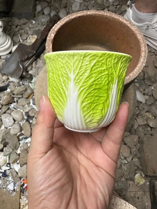 高端茶器 羊脂玉白菜 主人杯