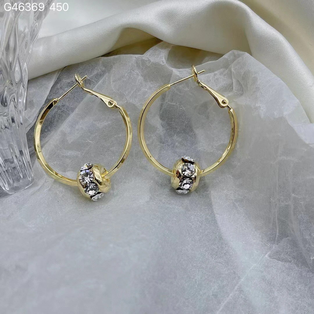 铜合金合成锆石耳饰 A083知性女人通勤日常简约百搭耳环