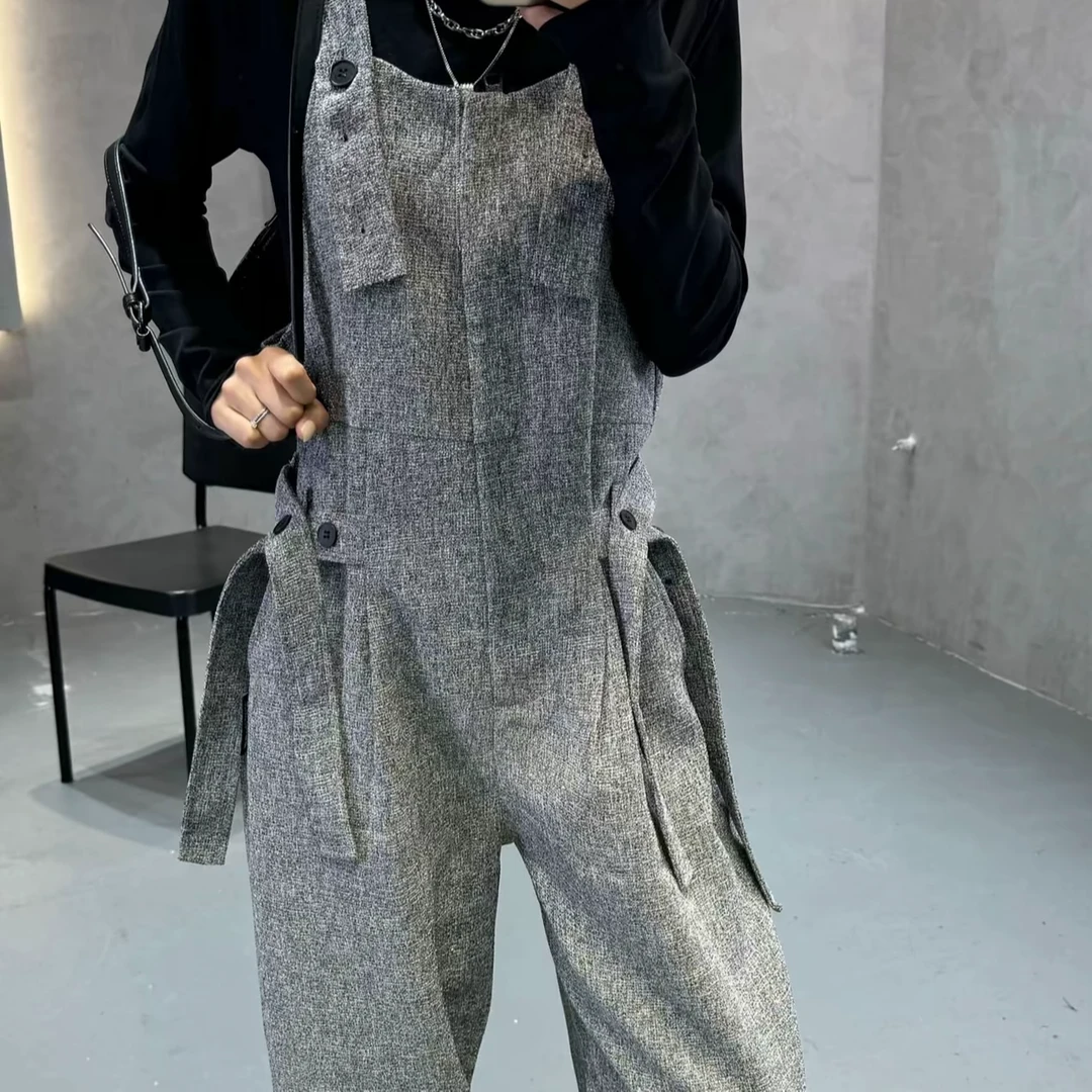 网红粗纺时尚洋气小香风显高显瘦百搭背带裤减龄秋季