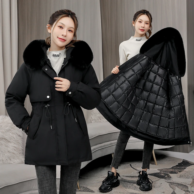 拆卸内胆秋冬一衣三穿派克小个棉服女2023新爆款收腰显瘦外套