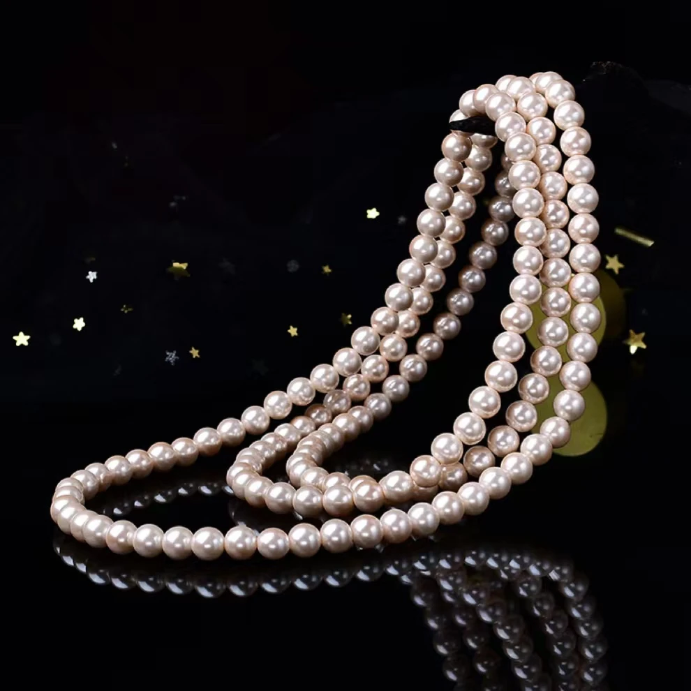 项链 粉色8mm贝珠120cm裙子旗袍链两圈戴