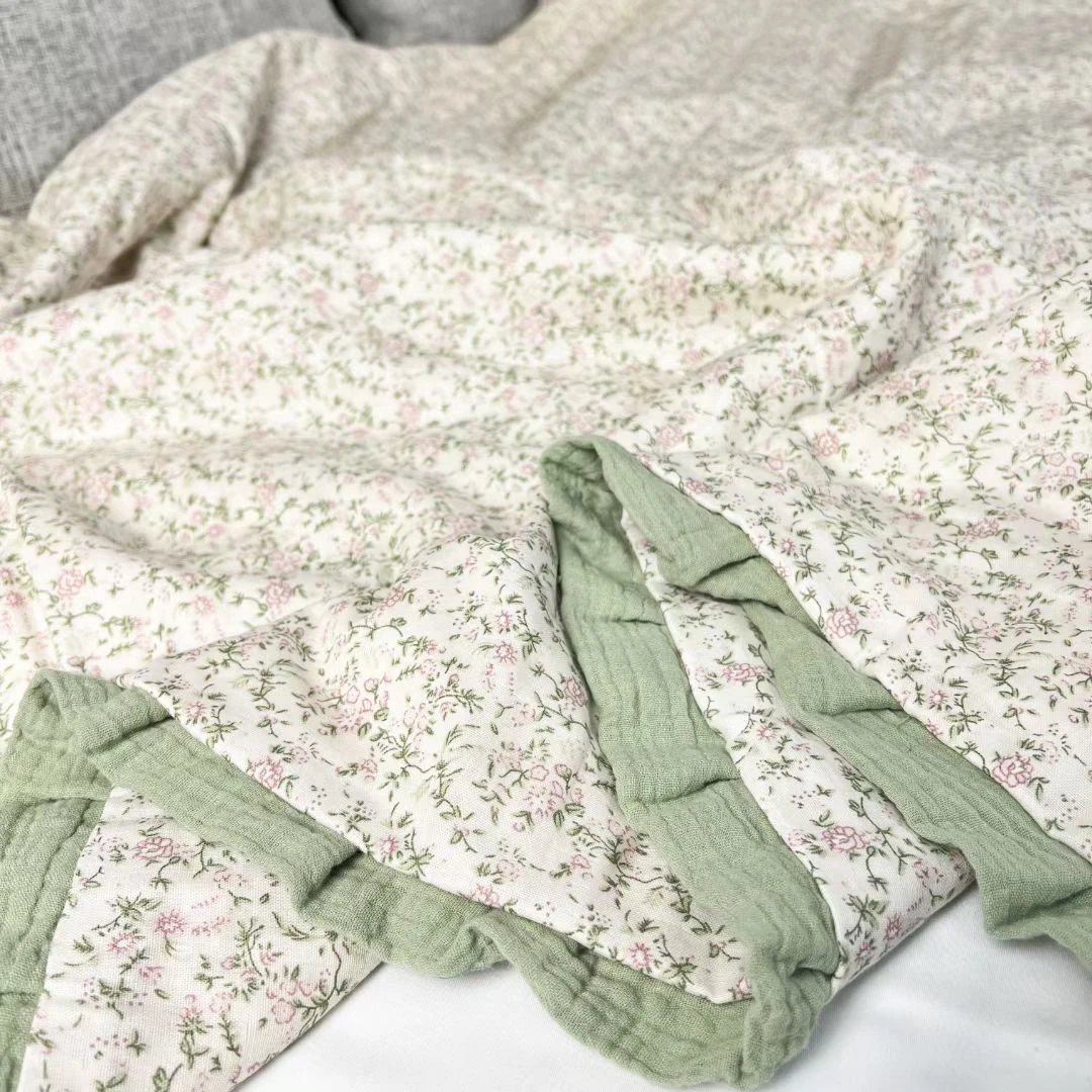 全棉双层纱大豆仿鹅绒夏被小清新床品空调被夏凉被被子印花