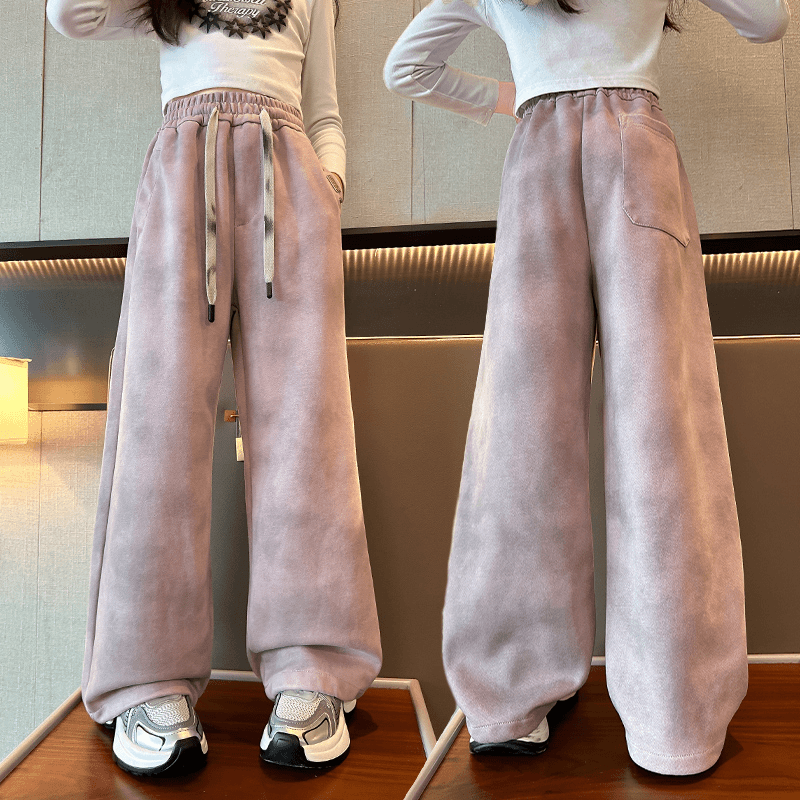 【酷哒仔】女童粉色扎染卫裤春秋装2024新款洋气休闲爵士舞阔腿裤