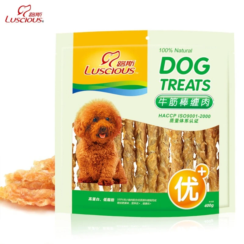 路斯牛筋棒缠肉400g 宠物零食泰迪幼犬狗咬棒狗狗零食袋装