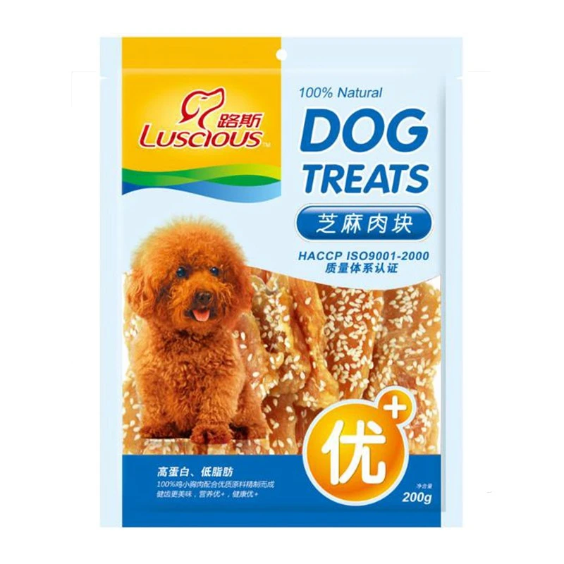 路斯宠物狗狗零食 泰迪幼犬鸡肉磨牙芝麻肉块200g肉干