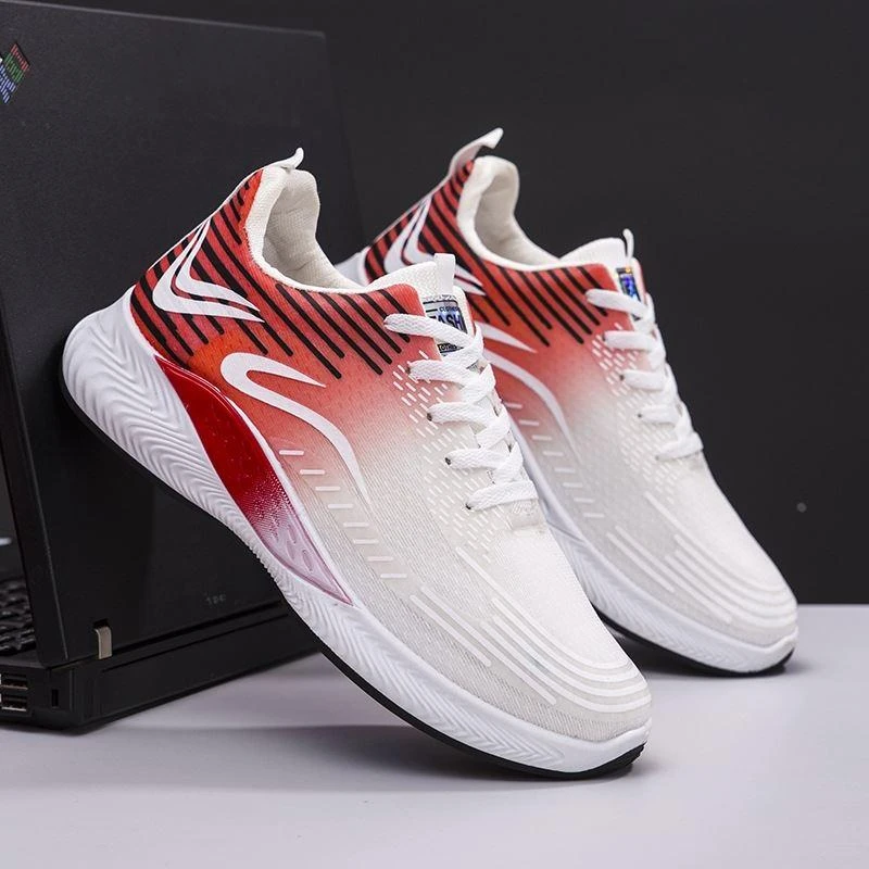 2024春夏季新款软底男士休闲运动鞋飞织网面透气防滑潮男跑步鞋