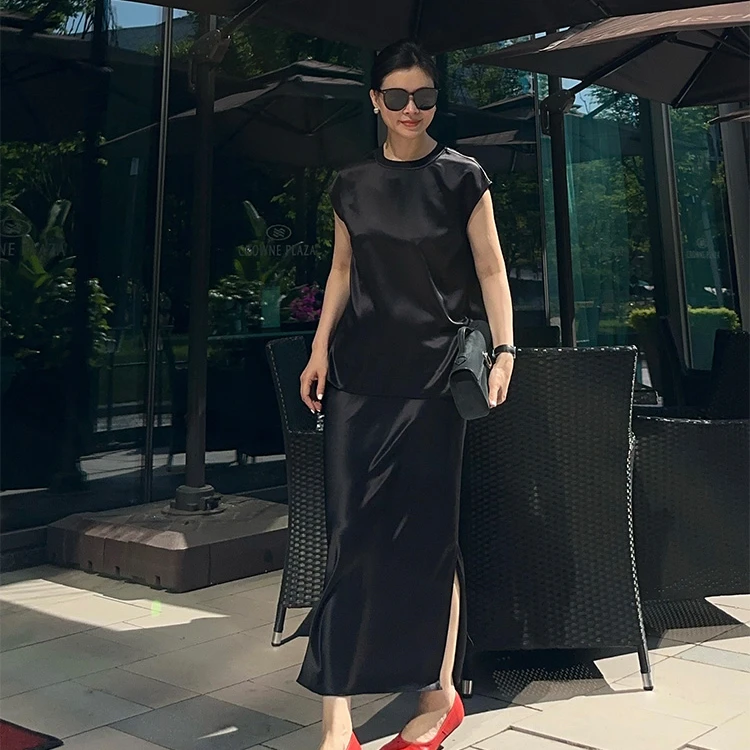 ZZ·DANGDANG【轻熟女性】春夏三醋酸舒适凉爽无袖上衣半裙