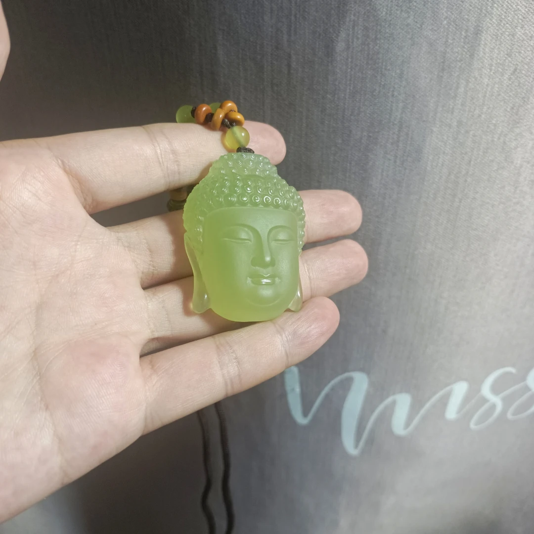 天然岫玉佛头挂件颈饰手把件包容点小磕碰玉质细腻纯净冰透