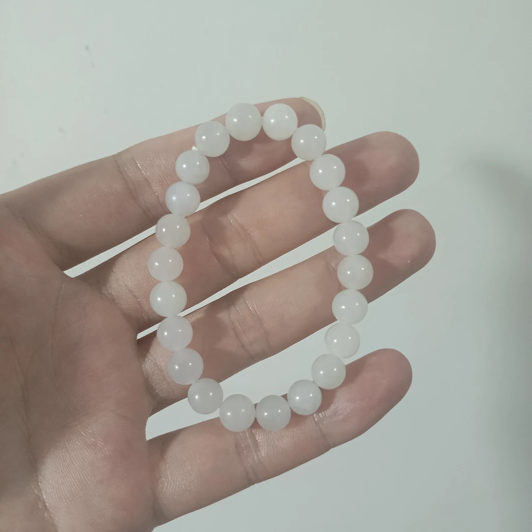 和田玉白玉圆珠手串卡8