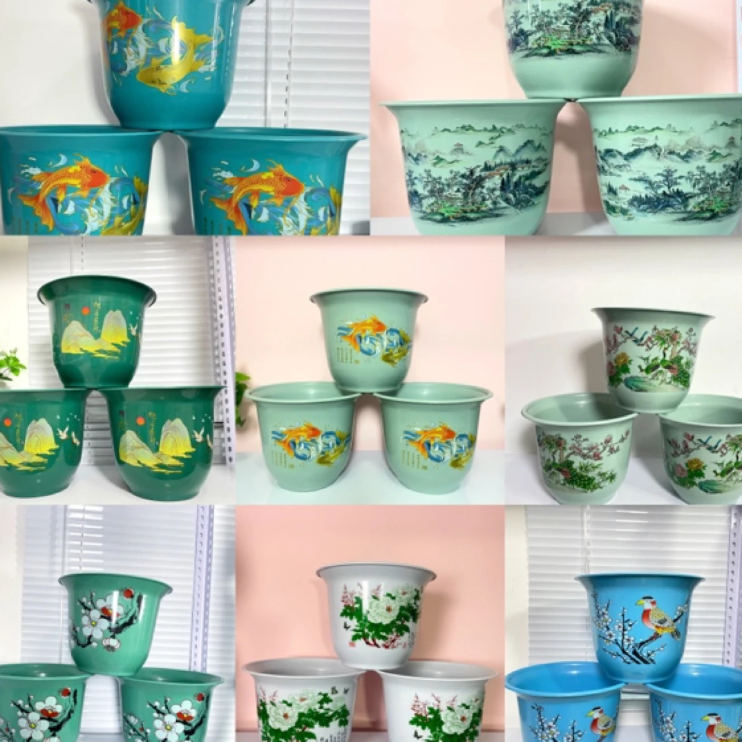 【送托盘】3个全新加厚树脂花盆（口径26cm高20cm）