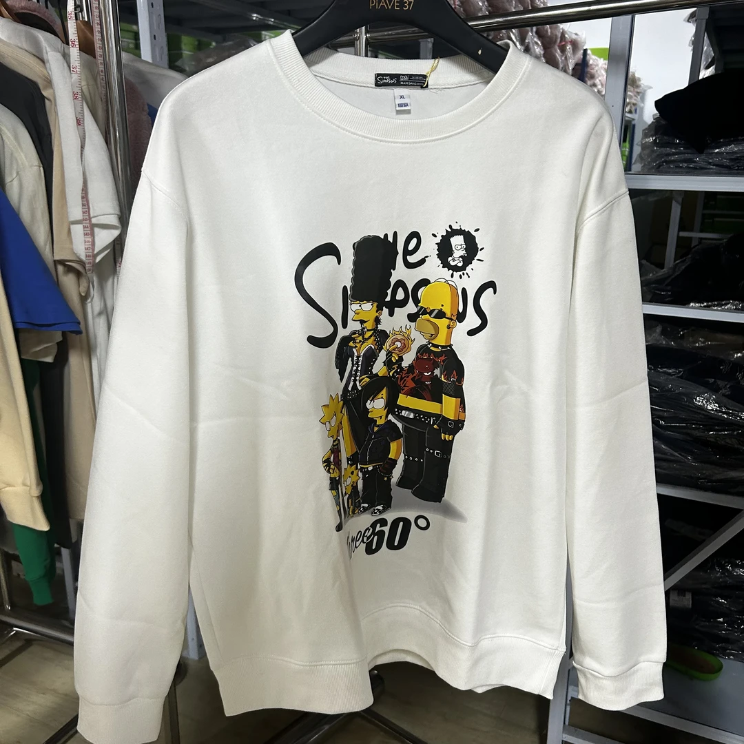 新款情侣百搭白色动漫印花圆领卫衣