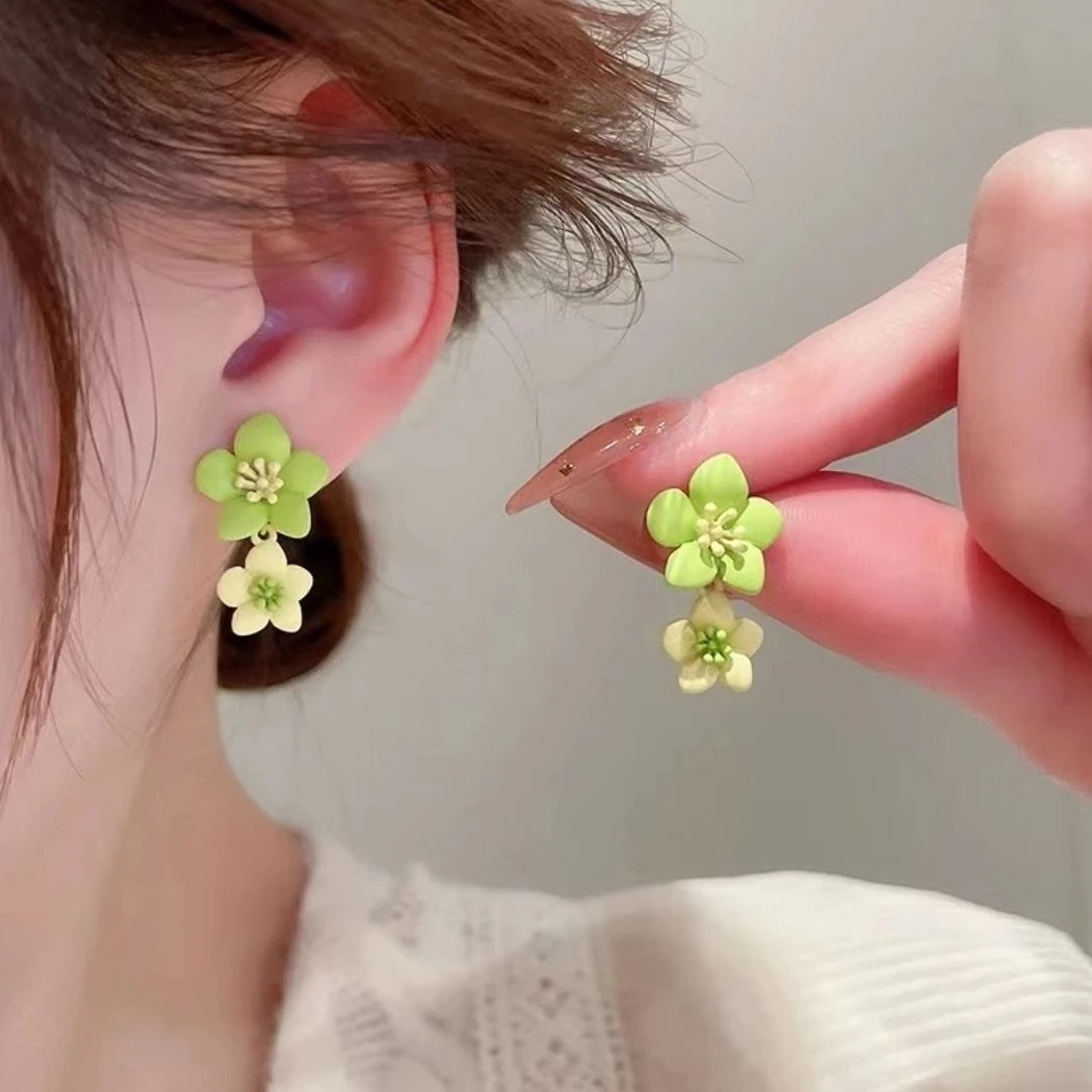花朵几何耳钉小清新甜美森系时尚百搭耳坠日韩高级感通勤耳饰女