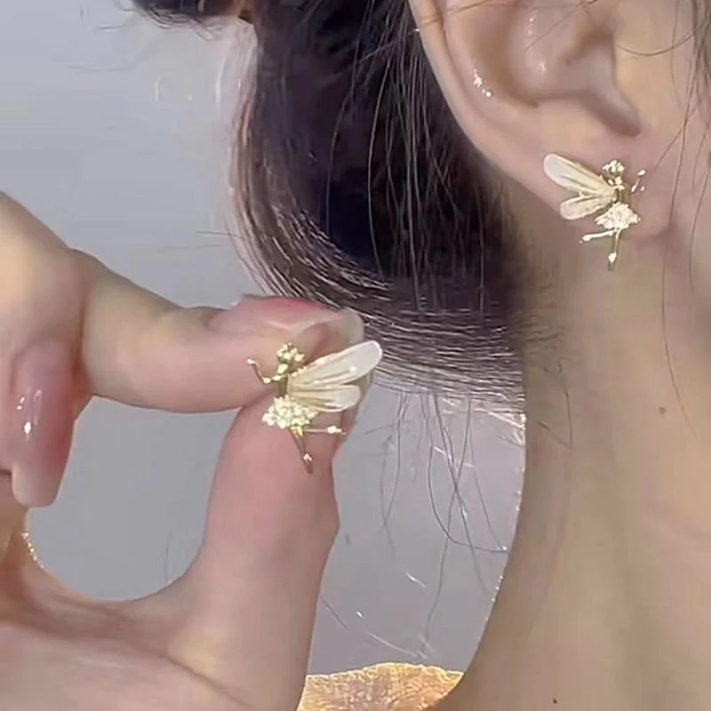 好漂亮的花仙子小精灵耳环2023年新款可爱耳钉小清新设计感耳饰
