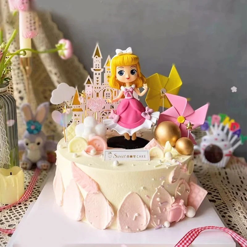 Q版奥罗拉蛋糕装饰摆件生日蛋糕公主装饰白雪贝儿公主蛋糕摆件