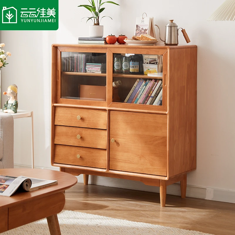 家用落地餐边柜简约全实木北欧客厅酒柜储物柜一体靠墙餐厅茶水柜