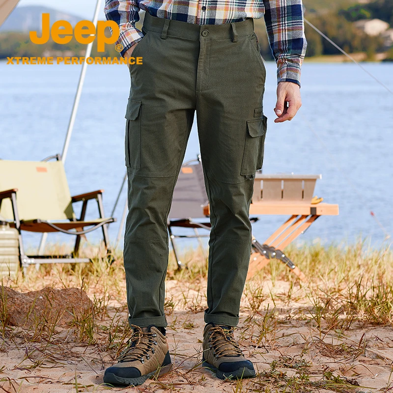 JEEP/吉普长裤秋冬男士弹力宽松工装裤耐磨运动直筒休闲裤舒适