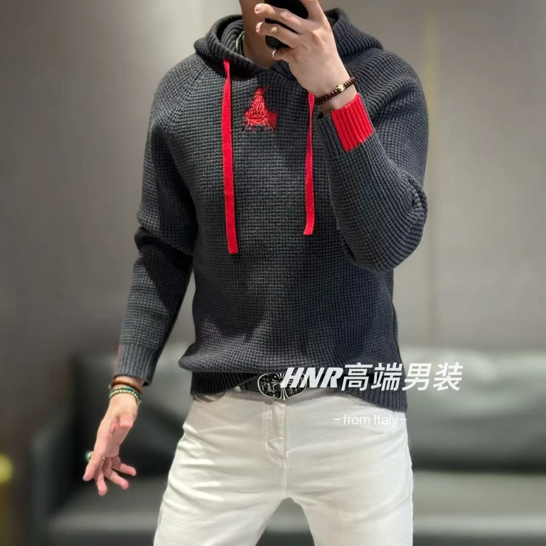 新款果老倒骑驴图案高端男士时尚潮流休闲百搭连帽卫衣Q03