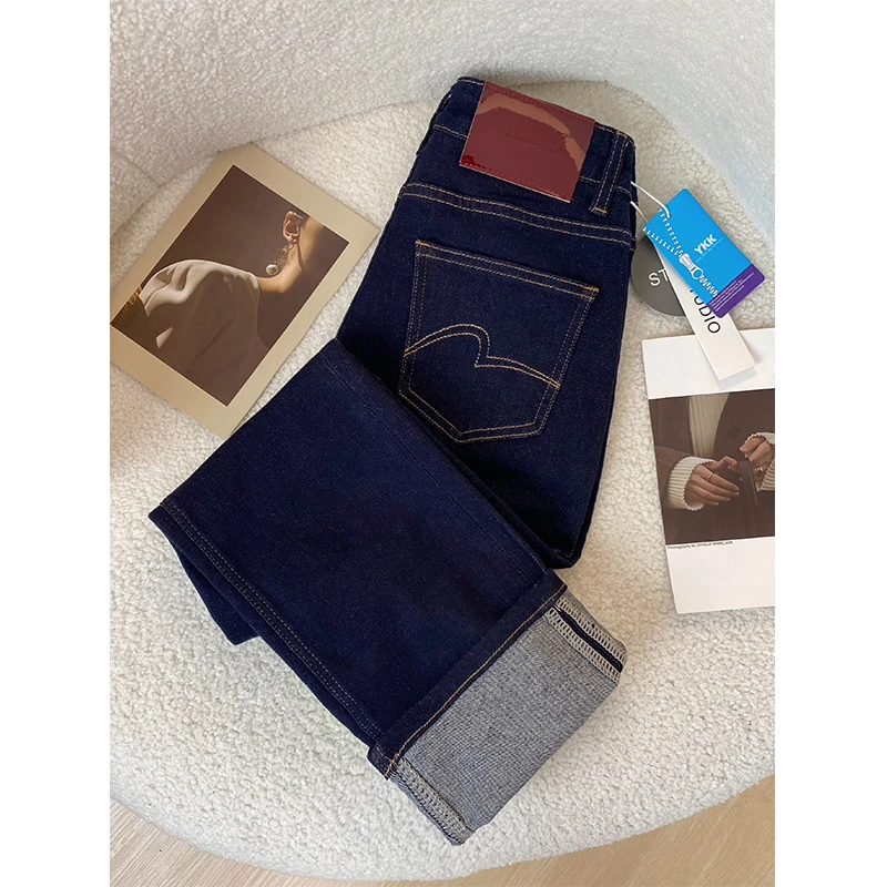 牛仔裤女爆款2024秋冬新款显瘦小个子宽松直筒法棍九分烟管裤子女