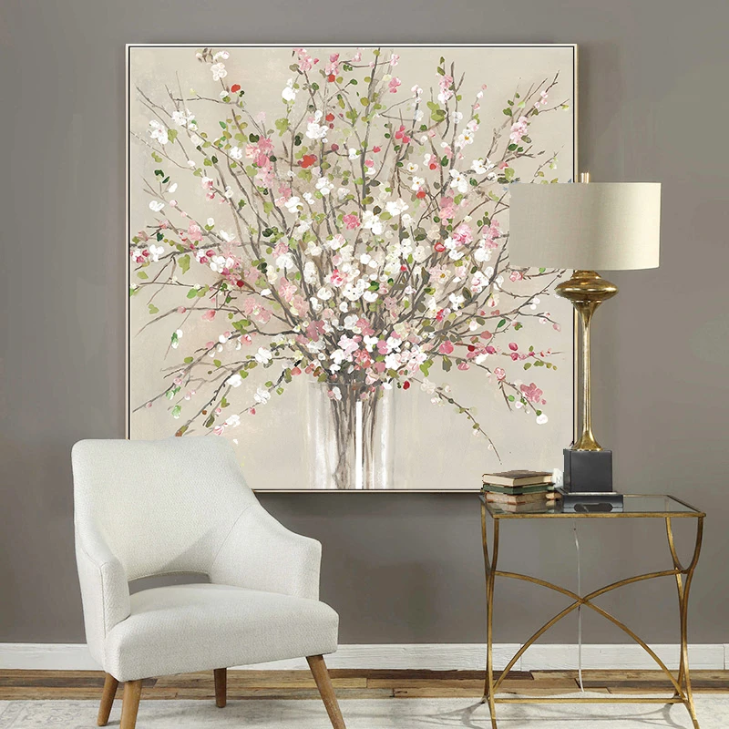 【幸福花伴】手绘油画玄关装饰画轻奢客厅沙发背景墙挂画餐厅墙面