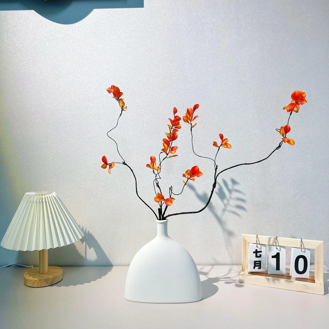 黄秋叶禅意干花假花仿真花客厅高级感逼真装饰客厅跳舞兰装饰花