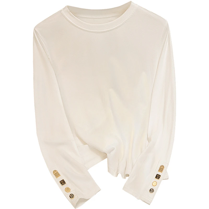 欧若风丝柏舍2025夏季新款女长袖上衣个性袖口设计T恤S41R0439T