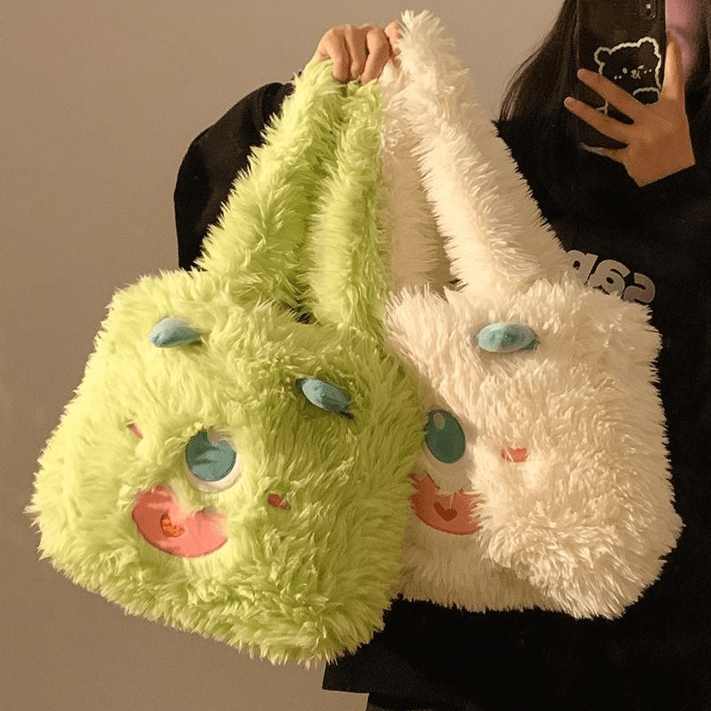 小怪兽卡通搞怪毛绒包百搭大容量手提手包包多巴胺长毛包毛茸茸包