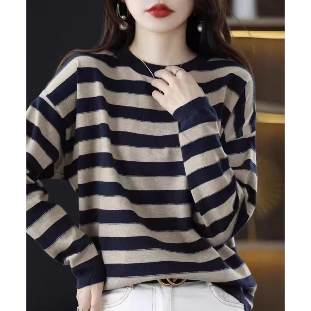 2024春秋新款格子百搭气质针织毛衣打底衫221