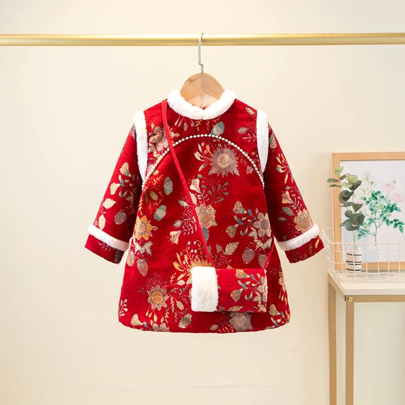 巴娜拉女童汉服外套中国风2024秋装加绒加厚秋冬季古装儿童旗袍JP