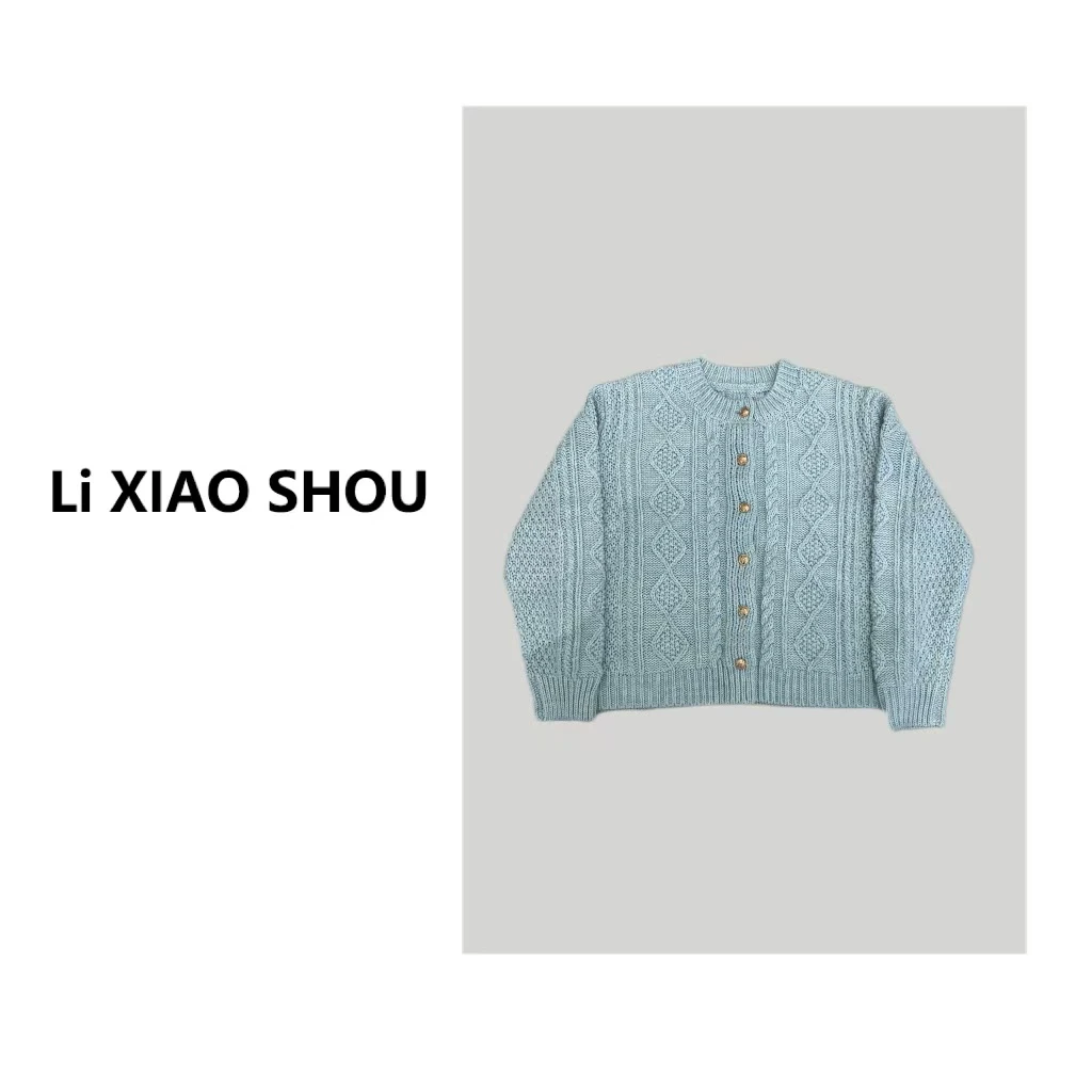 李小瘦大码女装【海盐迷雾】精致休闲简约百搭气质毛衣外套女0080