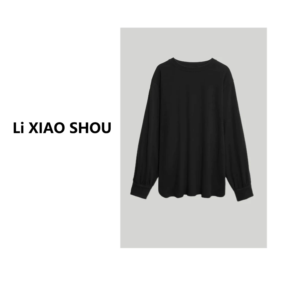 【李小瘦大码女装】打底德绒百搭显瘦柔软亲肤纯色圆领上衣女978