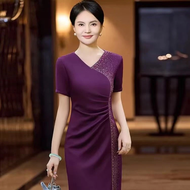 新款婆婆妈妈装高档高贵婚宴旗袍婚礼服高端婚庆连衣裙气质显瘦