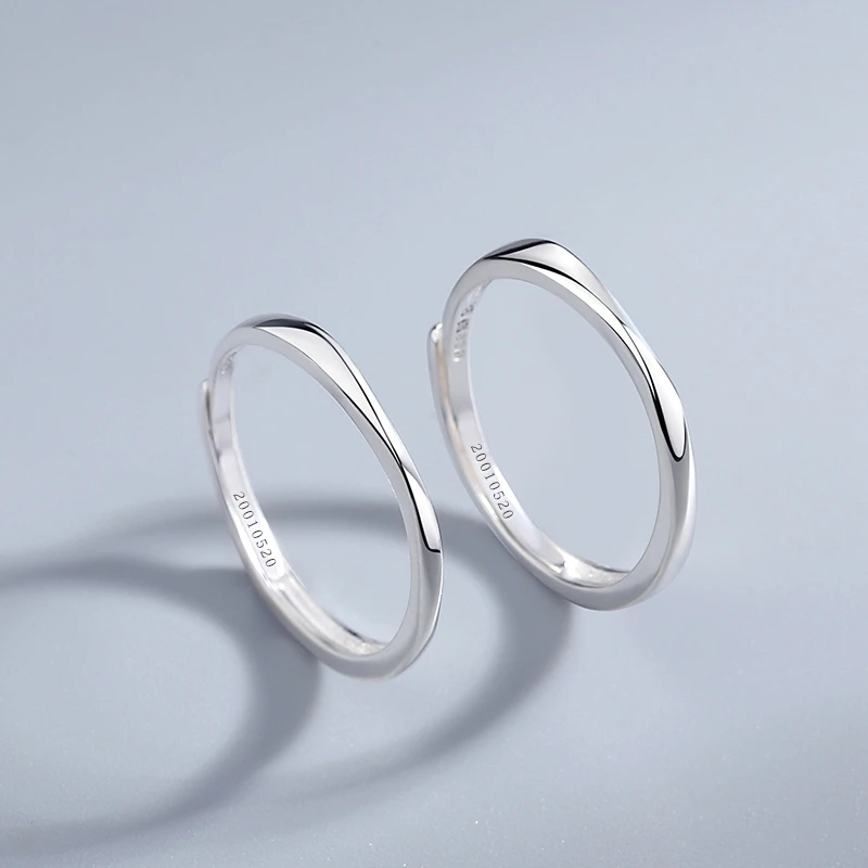足银戒指 999纯银戒指莫比乌斯戒指情侣对戒情侣可调节情侣对戒