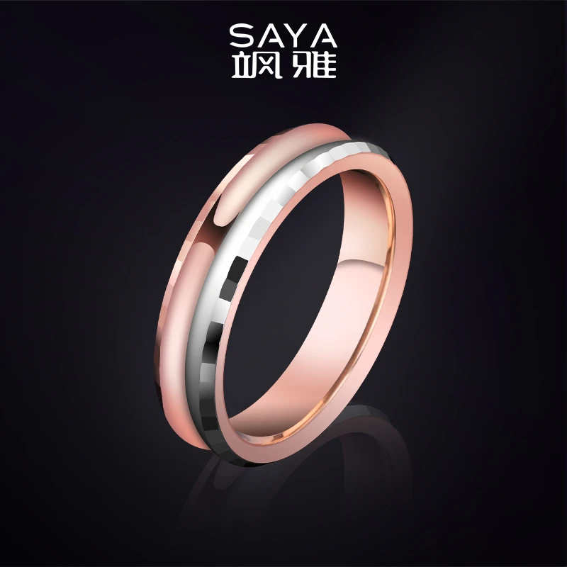 飒雅 钨合金戒指 男女时尚个性设计轻奢指环撞色520情侣对戒J268