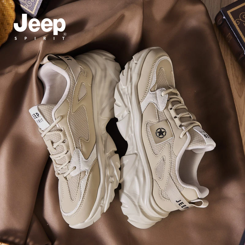 JEEPSPIRIT吉普2025男鞋百搭新款潮鞋防滑网面运动鞋男士休闲鞋子