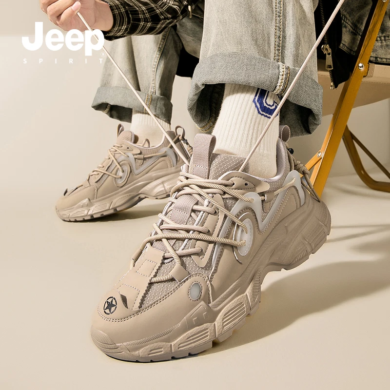 JEEP SPIRIT男鞋夏季新款时尚透气纯色老爹鞋男士休闲百搭运动鞋
