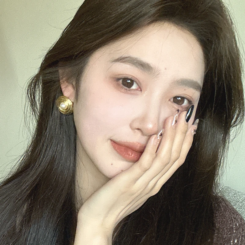 oushipei/欧诗佩 铜合金仿珍珠耳饰 法式复古金属圆圈耳钉耳环