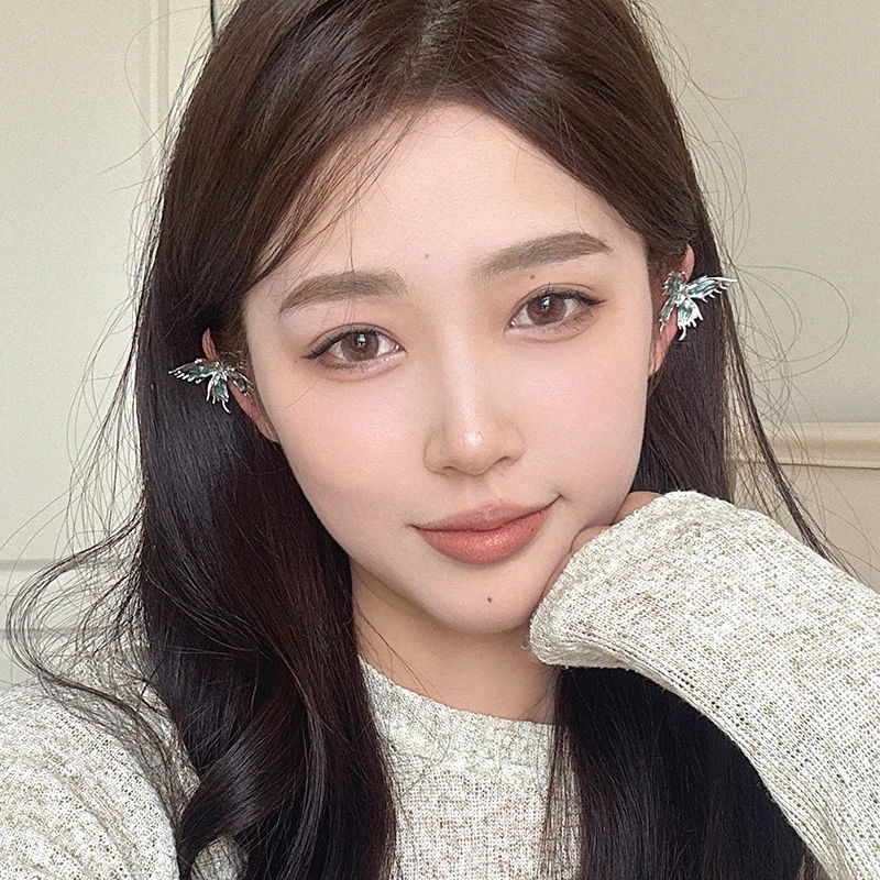 oushipei/欧诗佩 铜合金耳饰 超仙蓝色精灵耳蝴蝶耳骨夹