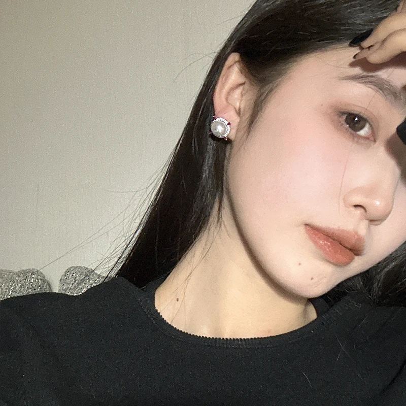 oushipei/欧诗佩 铜合金仿珍珠耳饰 倪妮同款气质轻奢耳钉女简约