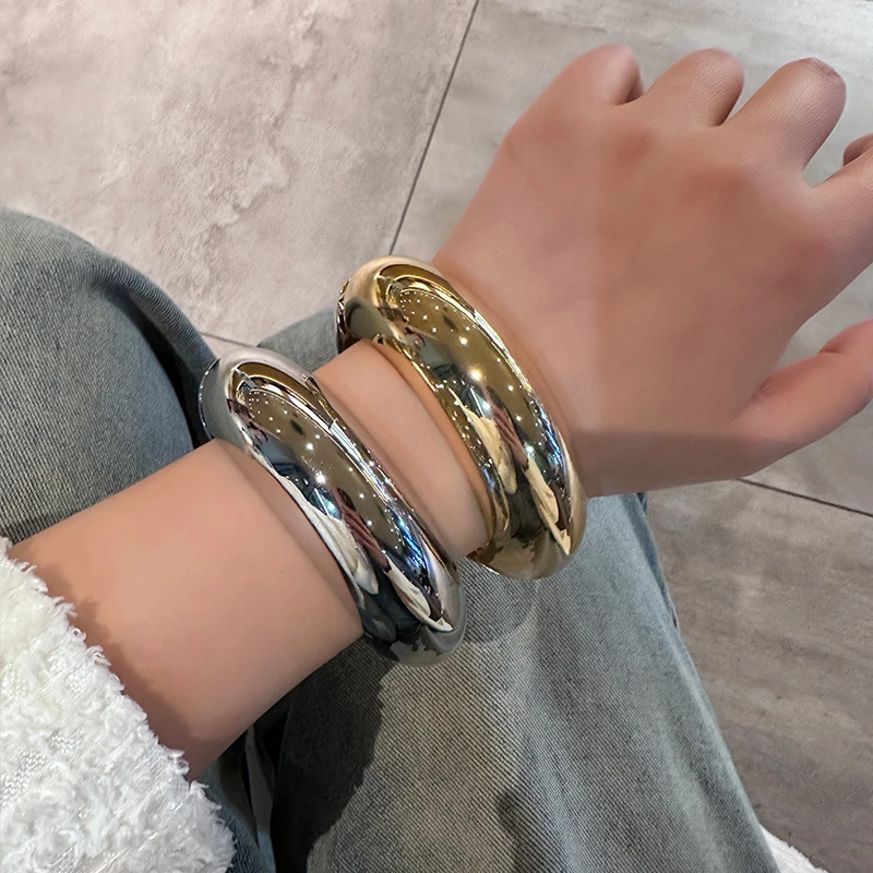 oushipei/欧诗佩 铜合金手镯 欧美个性高级感光面开口手镯手环女