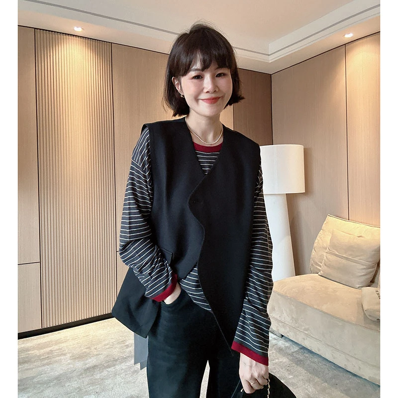 韩范气质独特别致高级感不规则时尚马夹
