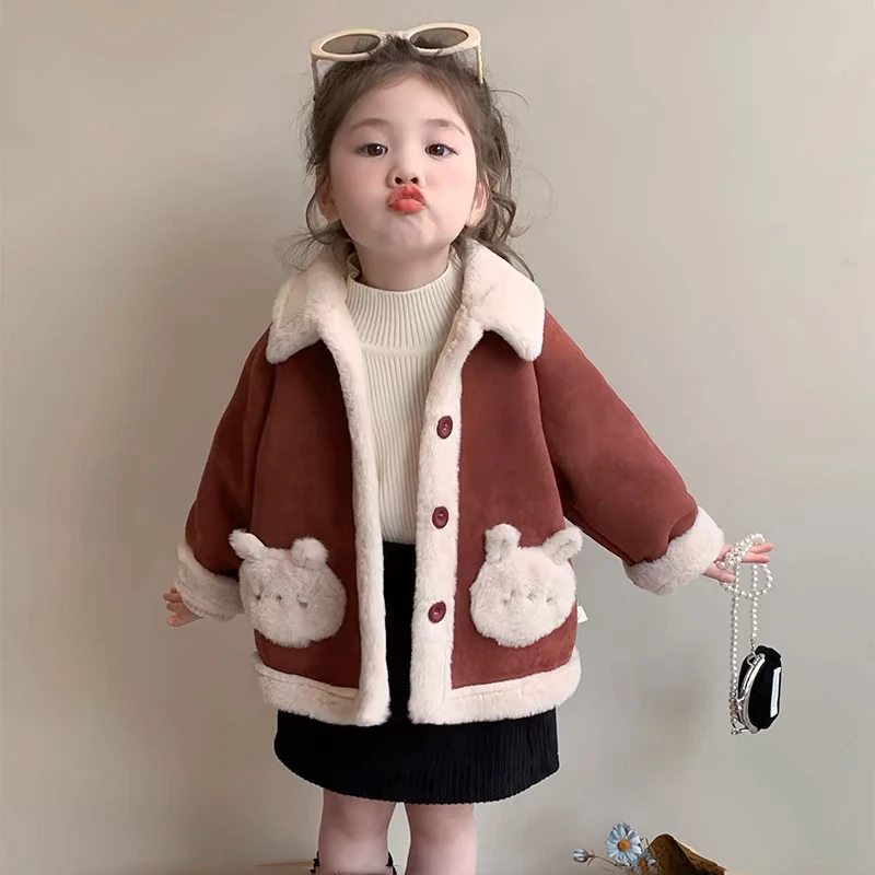 外套秋冬2024新款儿童洋气宝绒加厚保暖韩版可爱冬装上衣小童冬季