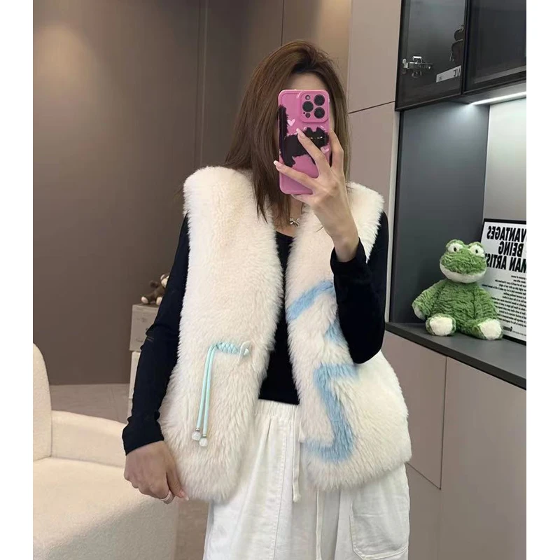 【所姿】新款秋冬短款撞色加厚时尚宽松女士羊毛外套SZ-23211