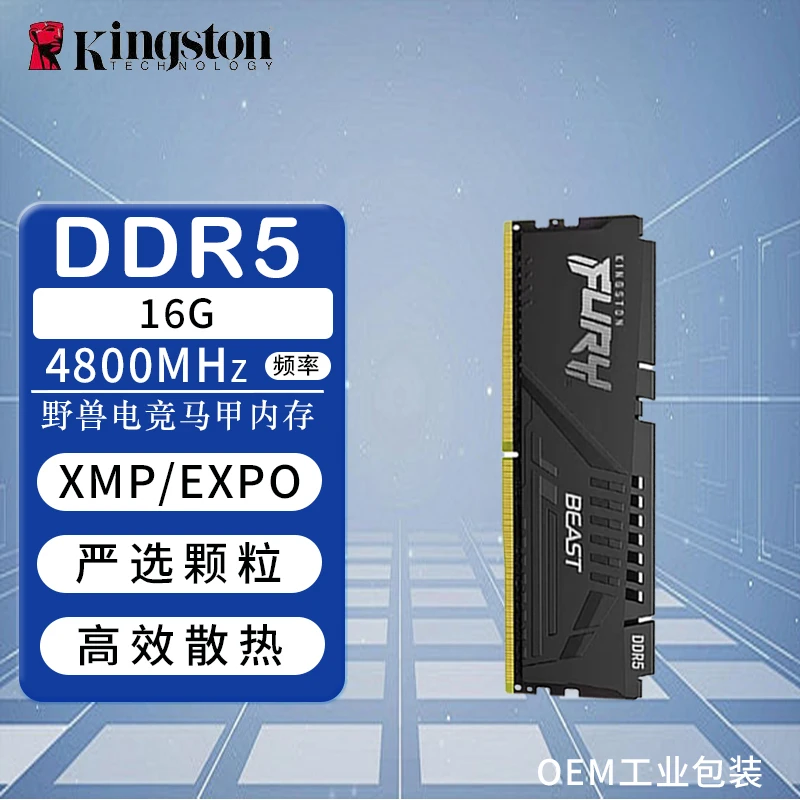 金士顿DDR516G 4800电竞马甲内存条游戏高速严选颗粒
