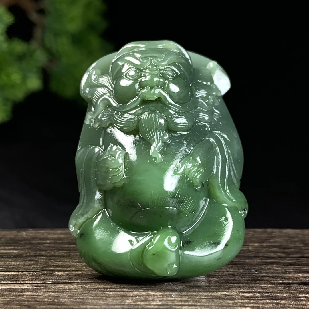 天然和田玉碧玉钟馗吊坠尺寸49*35*19重量49克