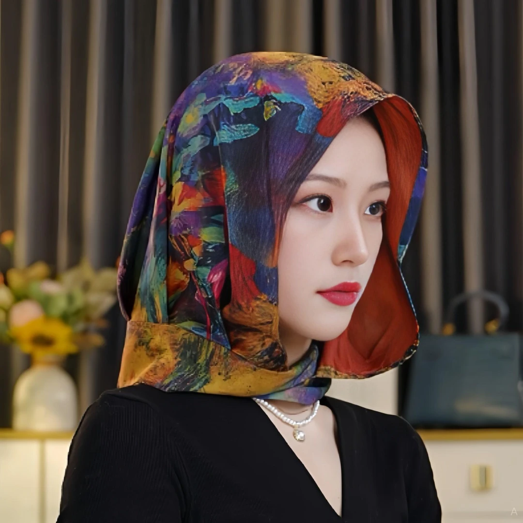 春夏新款罗纹缎丝巾帽女士时尚百搭薄防晒遮阳帽休闲披肩包头头巾