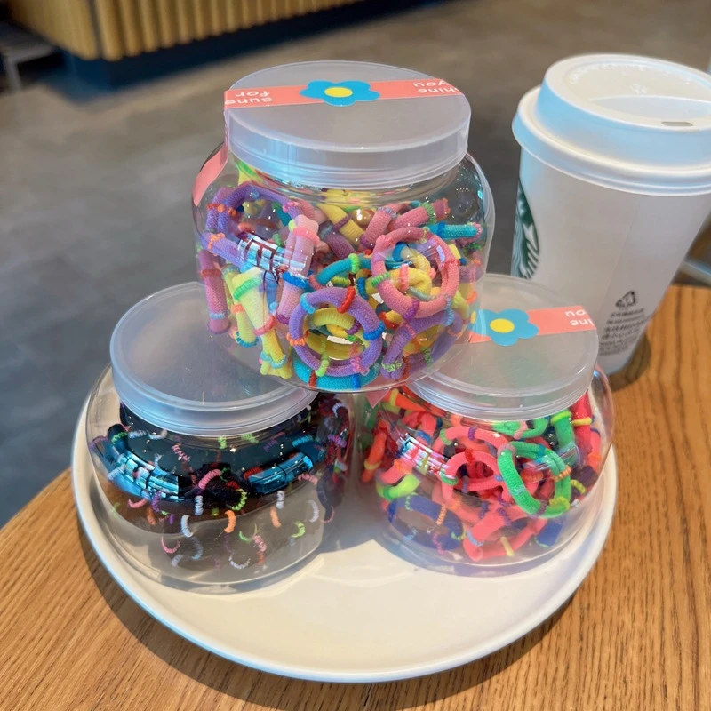 3罐装 儿童皮筋女童高弹力扎发发圈宝宝绳不伤发小女孩橡皮筋LH