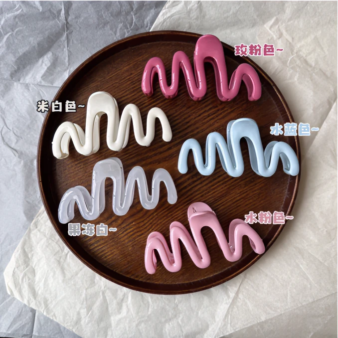 5个装果冻色系波浪春夏气质甜美抓夹简约百搭抓夹高雅法式