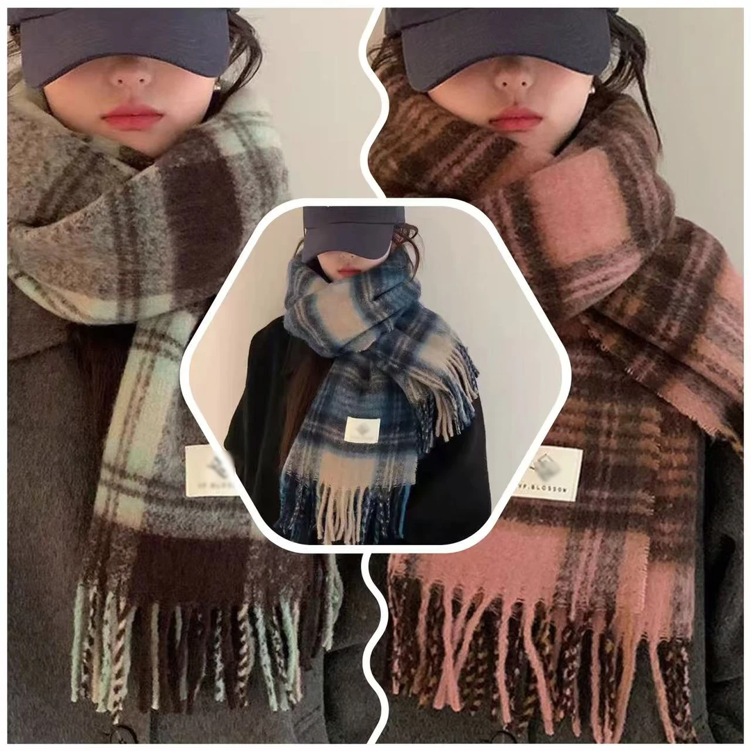 美拉德复古围巾秋冬季氛围韩版披肩多巴胺格纹韩系学生ins情侣