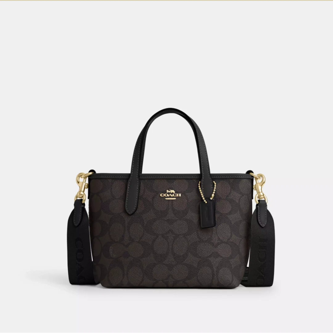 COACH NEW YORK/蔻驰预售City系列Mini深棕托特包单肩手提斜挎包