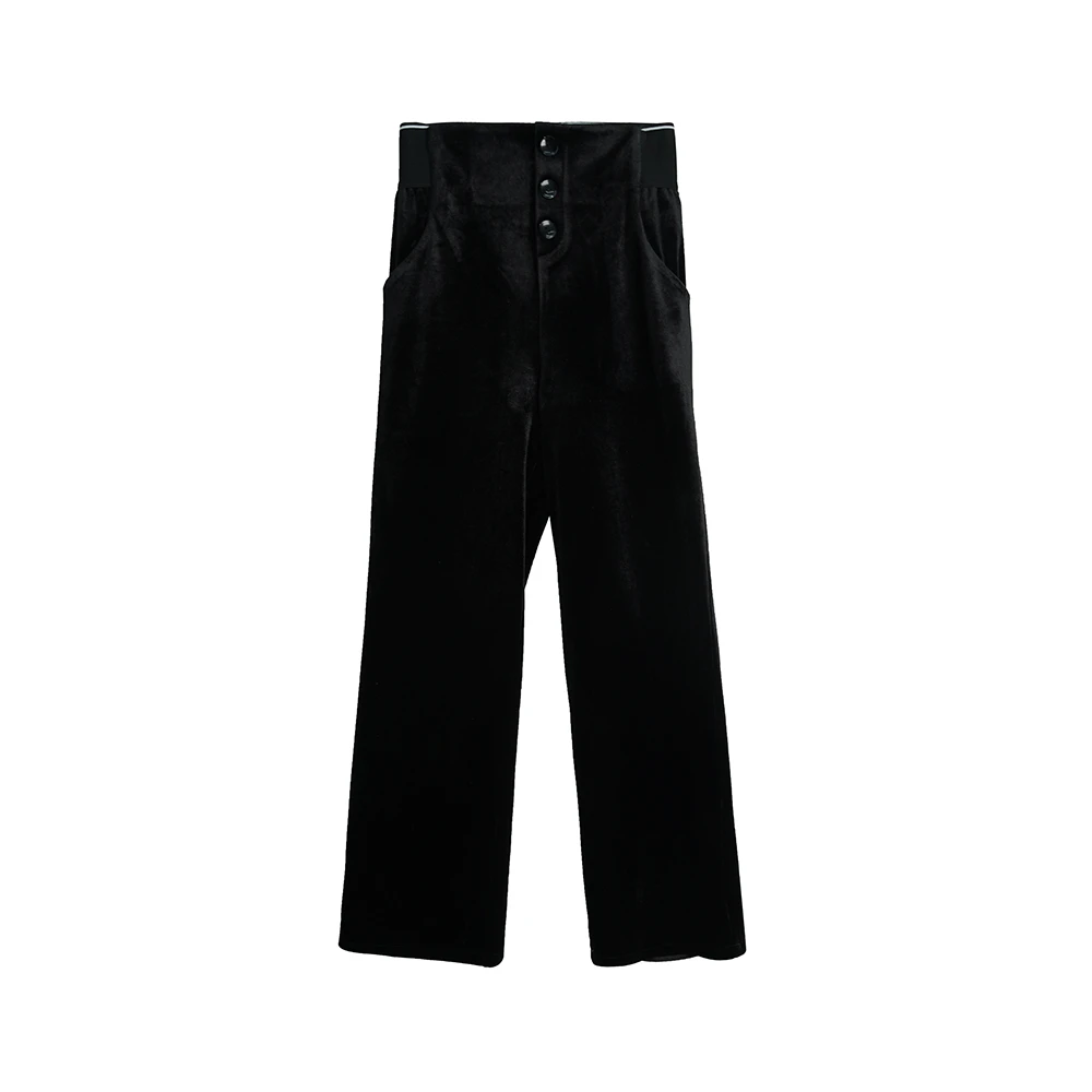 X2560【上新】高腰黑色加绒加厚简约设计感直筒休闲裤3Q